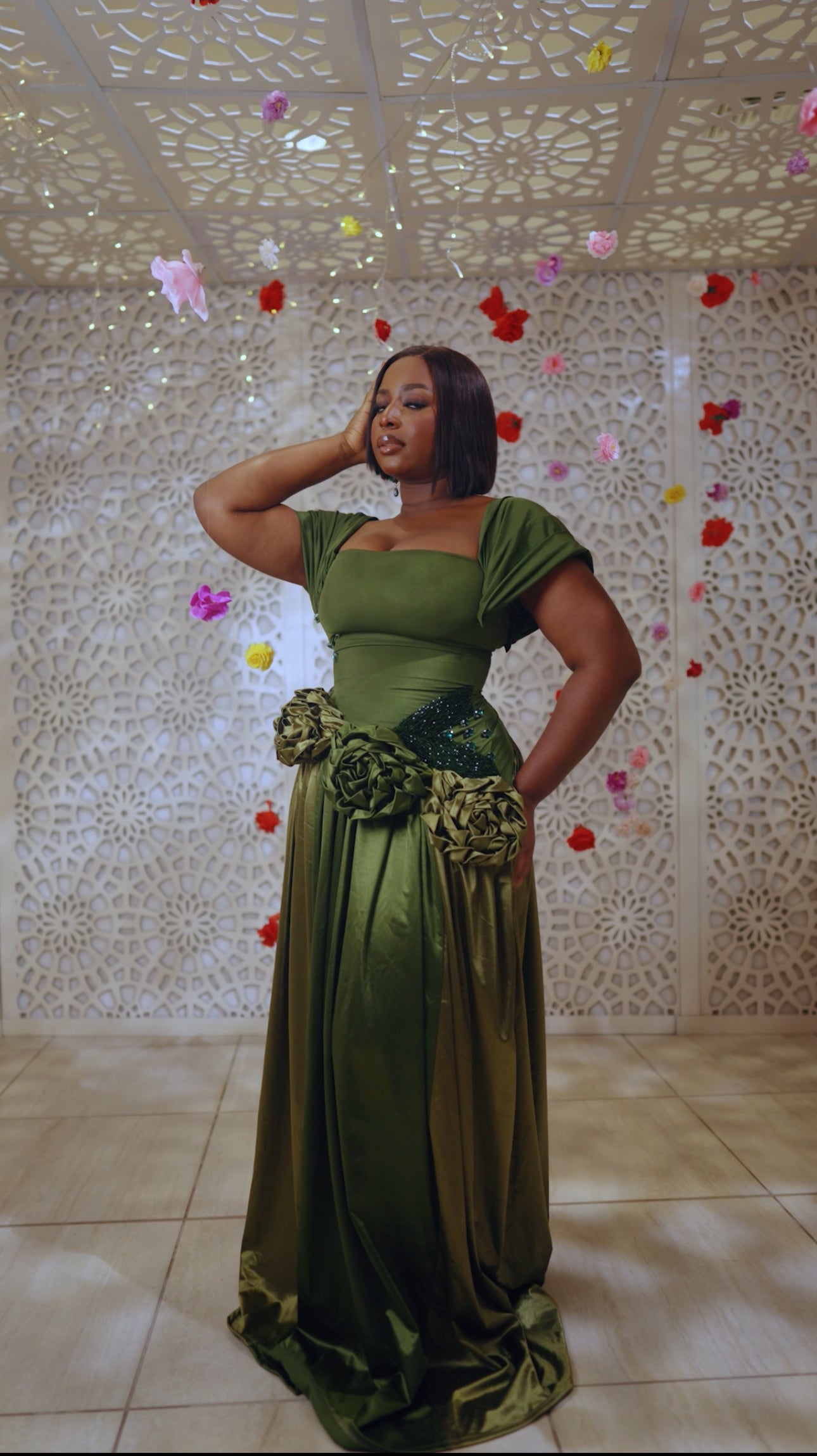 Green Tea Roses Dress